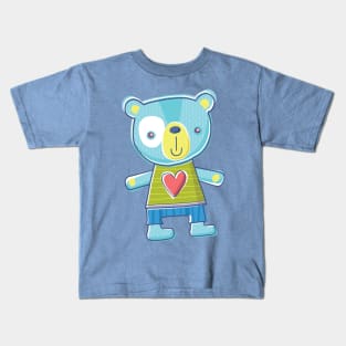 Blue Teddy Bear Cartoon Kids T-Shirt